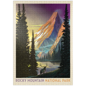 Darstellung des Puzzle-Motivs Rocky Mountain National Park: Pyramid Peak, Vintage Poster – Puzzleteile: 1000