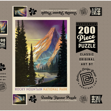 Rocky Mountain National Park: Pyramid Peak, Vintage Poster 200 Puzzle Schachtel 3D Modell