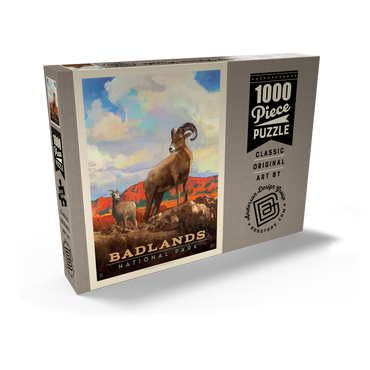Badlands National Park: Bighorn Sheep, Vintage Poster 1000 Puzzle Schachtel Ansicht2