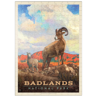 puzzleplate Badlands National Park: Bighorn Sheep, Vintage Poster 200 Puzzle