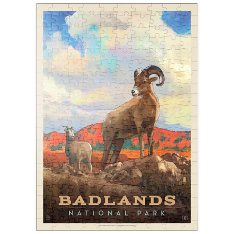puzzleplate Badlands National Park: Bighorn Sheep, Vintage Poster 200 Puzzle
