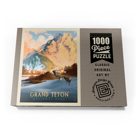 Grand Teton National Park: Winter Hush, Vintage Poster 1000 Puzzle Schachtel Ansicht3
