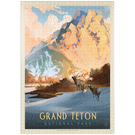 Darstellung des Puzzle-Motivs Grand Teton National Park: Winter Hush, Vintage Poster – Puzzleteile: 1000