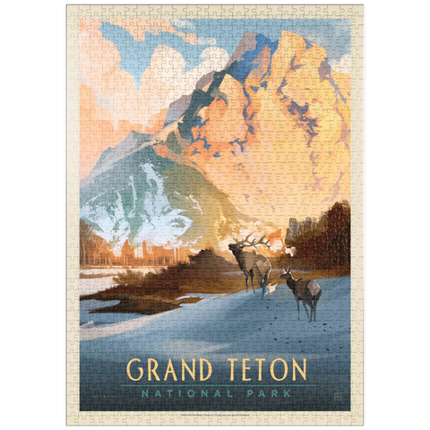 puzzleplate Grand Teton National Park: Winter Hush, Vintage Poster 1000 Puzzle