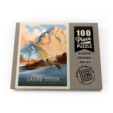 Grand Teton National Park: Winter Hush, Vintage Poster 100 Puzzle Schachtel Ansicht3