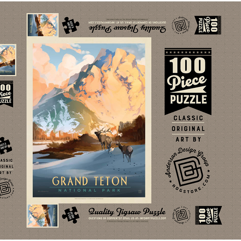 Grand Teton National Park: Winter Hush, Vintage Poster 100 Puzzle Schachtel 3D Modell