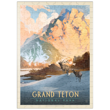 puzzleplate Grand Teton National Park: Winter Hush, Vintage Poster 200 Puzzle