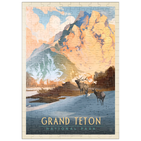 Darstellung des Puzzle Motivs Grand Teton National Park: Winter Hush, Vintage Poster - Puzzleteile: 200