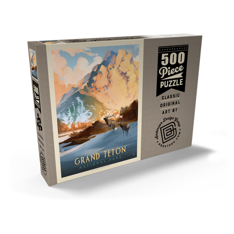 Grand Teton National Park: Winter Hush, Vintage Poster 500 Puzzle Schachtel Ansicht2