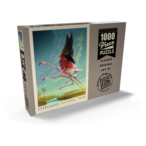 Everglades National Park: Flight Of The Flamingos, Vintage Poster 1000 Puzzle Schachtel Ansicht2