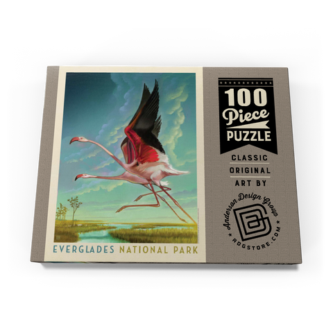 Everglades National Park: Flight Of The Flamingos, Vintage Poster 100 Puzzle Schachtel Ansicht3