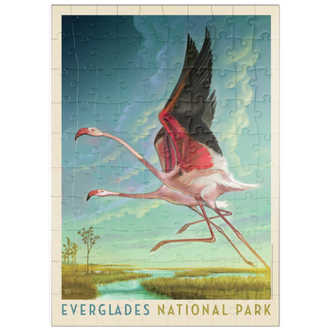 puzzleplate Everglades National Park: Flight Of The Flamingos, Vintage Poster 100 Puzzle