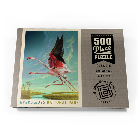 Everglades National Park: Flight Of The Flamingos, Vintage Poster 500 Puzzle Schachtel Ansicht3