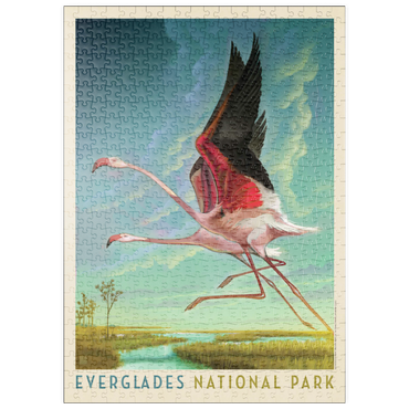 puzzleplate Everglades National Park: Flight Of The Flamingos, Vintage Poster 500 Puzzle