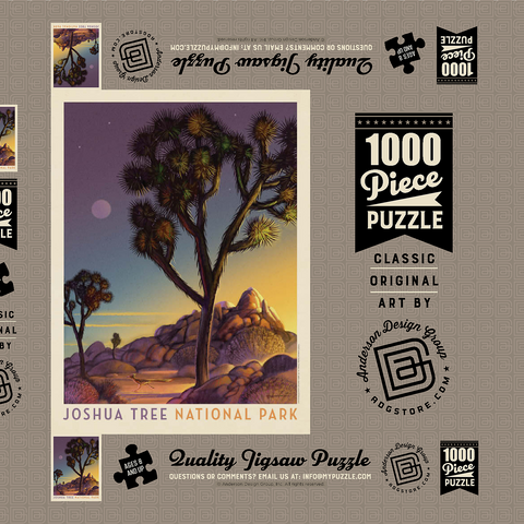 Joshua Tree National Park: Into The Evening, Vintage Poster 1000 Puzzle Schachtel 3D Modell