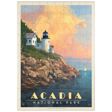 puzzleplate Acadia National Park: Lighthouse, Vintage Poster 100 Puzzle