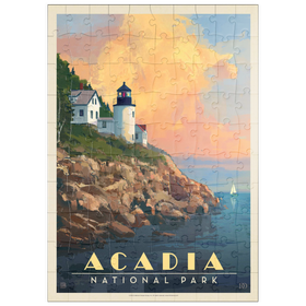 Darstellung des Puzzle Motivs Acadia National Park: Lighthouse, Vintage Poster - Puzzleteile: 100