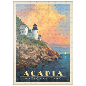 Darstellung des Puzzle-Motivs Acadia National Park: Lighthouse, Vintage Poster – Puzzleteile: 200