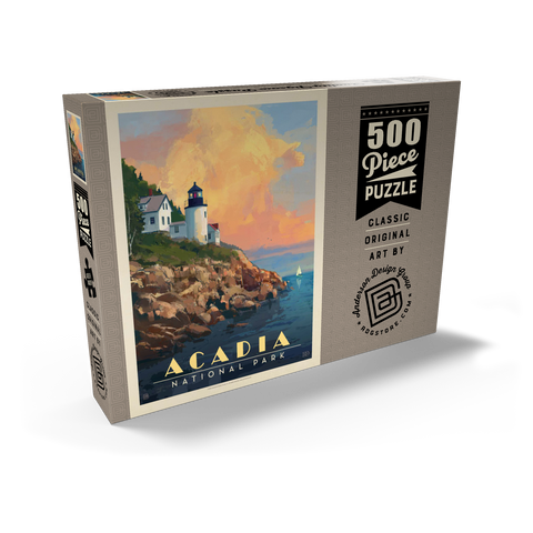 Acadia National Park: Lighthouse, Vintage Poster 500 Puzzle Schachtel Ansicht2