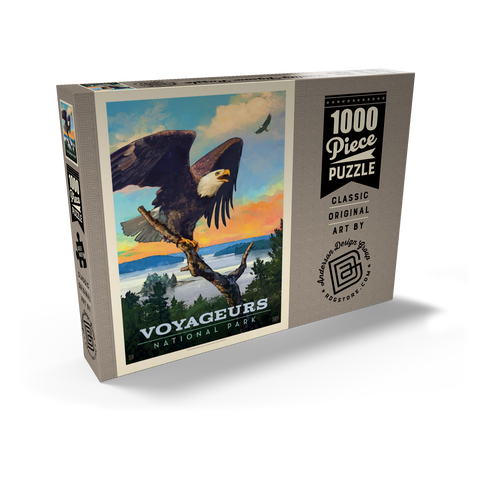 Voyageurs National Park: Bald Eagle, Vintage Poster 1000 Puzzle Schachtel Ansicht2
