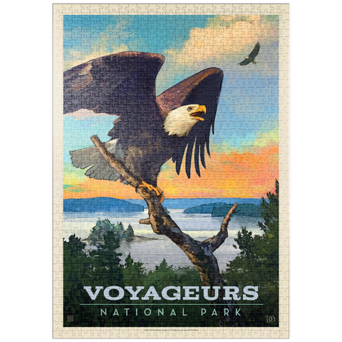puzzleplate Voyageurs National Park: Bald Eagle, Vintage Poster 1000 Puzzle
