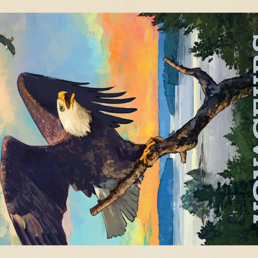 Voyageurs National Park: Bald Eagle, Vintage Poster 1000 Puzzle 3D Modell