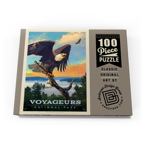 Voyageurs National Park: Bald Eagle, Vintage Poster 100 Puzzle Schachtel Ansicht3