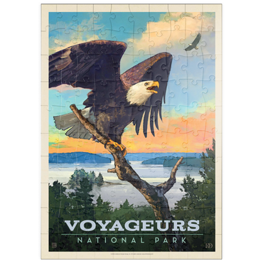 puzzleplate Voyageurs National Park: Bald Eagle, Vintage Poster 100 Puzzle