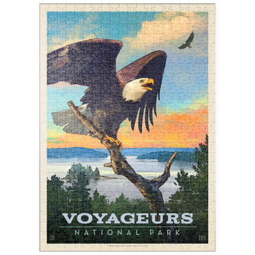 puzzleplate Voyageurs National Park: Bald Eagle, Vintage Poster 500 Puzzle