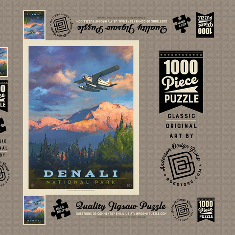 Denali National Park: Back Country, Vintage Poster 1000 Puzzle Schachtel 3D Modell