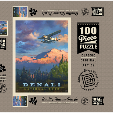 Denali National Park: Back Country, Vintage Poster 100 Puzzle Schachtel 3D Modell