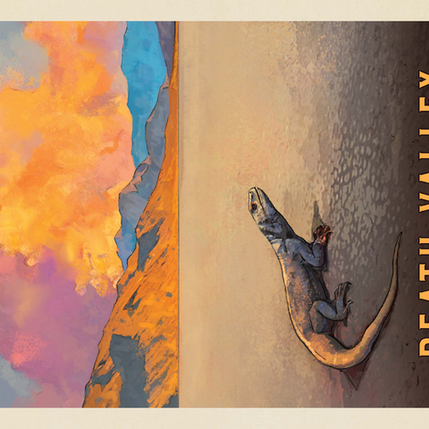 Death Valley National Park: Chuckwalla Lizard, Vintage Poster 1000 Puzzle 3D Modell