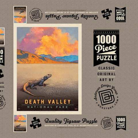 Death Valley National Park: Chuckwalla Lizard, Vintage Poster 1000 Puzzle Schachtel 3D Modell