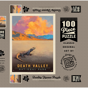 Death Valley National Park: Chuckwalla Lizard, Vintage Poster 100 Puzzle Schachtel 3D Modell