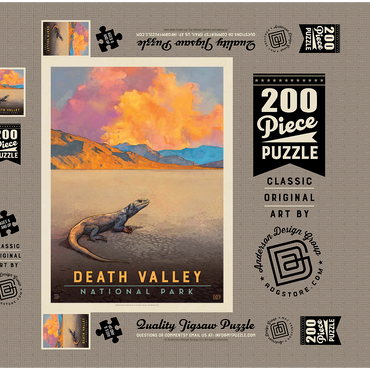Death Valley National Park: Chuckwalla Lizard, Vintage Poster 200 Puzzle Schachtel 3D Modell