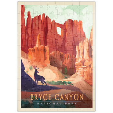 puzzleplate Bryce Canyon National Park: Mule Deer, Vintage Poster 100 Puzzle