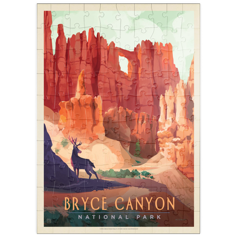 puzzleplate Bryce Canyon National Park: Mule Deer, Vintage Poster 100 Puzzle