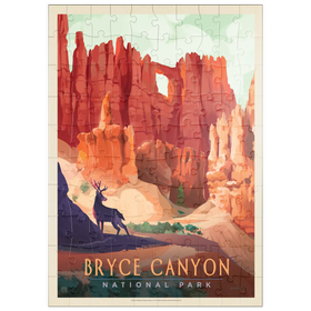 Darstellung des Puzzle Motivs Bryce Canyon National Park: Mule Deer, Vintage Poster - Puzzleteile: 100