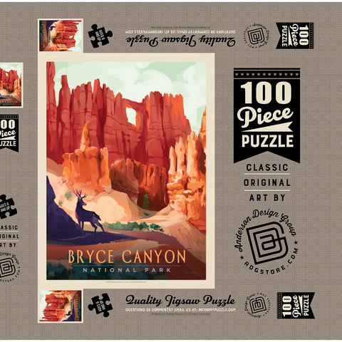 Bryce Canyon National Park: Mule Deer, Vintage Poster 100 Puzzle Schachtel 3D Modell