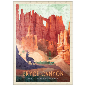 Darstellung des Puzzle Motivs Bryce Canyon National Park: Mule Deer, Vintage Poster - Puzzleteile: 200