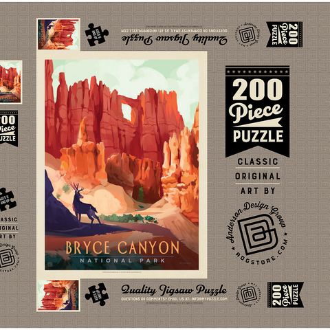 Bryce Canyon National Park: Mule Deer, Vintage Poster 200 Puzzle Schachtel 3D Modell