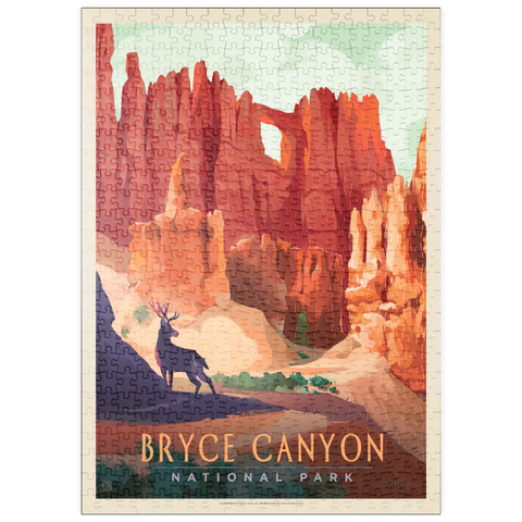 puzzleplate Bryce Canyon National Park: Mule Deer, Vintage Poster 500 Puzzle