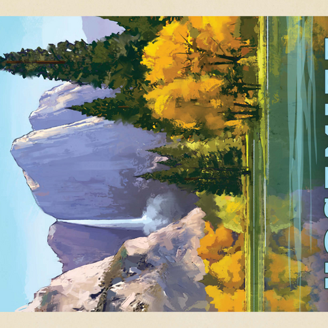 Yosemite National Park: Golden Vista, Vintage Poster 1000 Puzzle 3D Modell