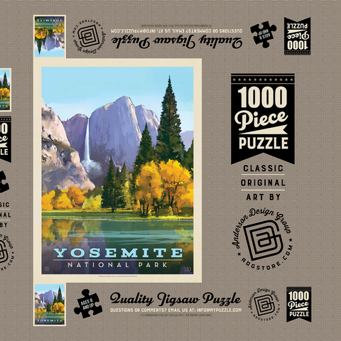 Yosemite National Park: Golden Vista, Vintage Poster 1000 Puzzle Schachtel 3D Modell