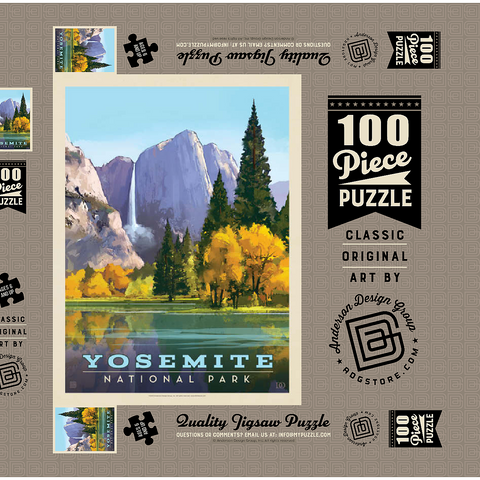 Yosemite National Park: Golden Vista, Vintage Poster 100 Puzzle Schachtel 3D Modell