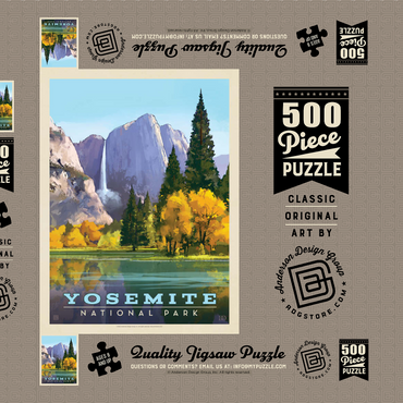 Yosemite National Park: Golden Vista, Vintage Poster 500 Puzzle Schachtel 3D Modell