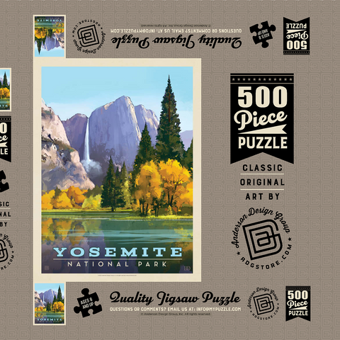 Yosemite National Park: Golden Vista, Vintage Poster 500 Puzzle Schachtel 3D Modell