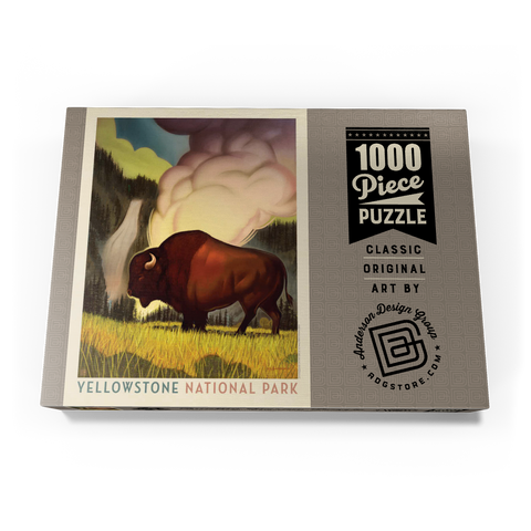 Yellowstone National Park: Art Deco Bison, Vintage Poster 1000 Puzzle Schachtel Ansicht3