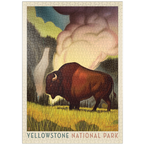puzzleplate Yellowstone National Park: Art Deco Bison, Vintage Poster 1000 Puzzle