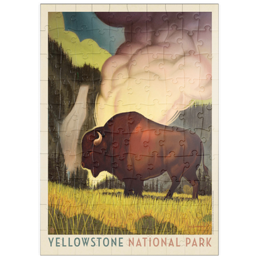 puzzleplate Yellowstone National Park: Art Deco Bison, Vintage Poster 100 Puzzle